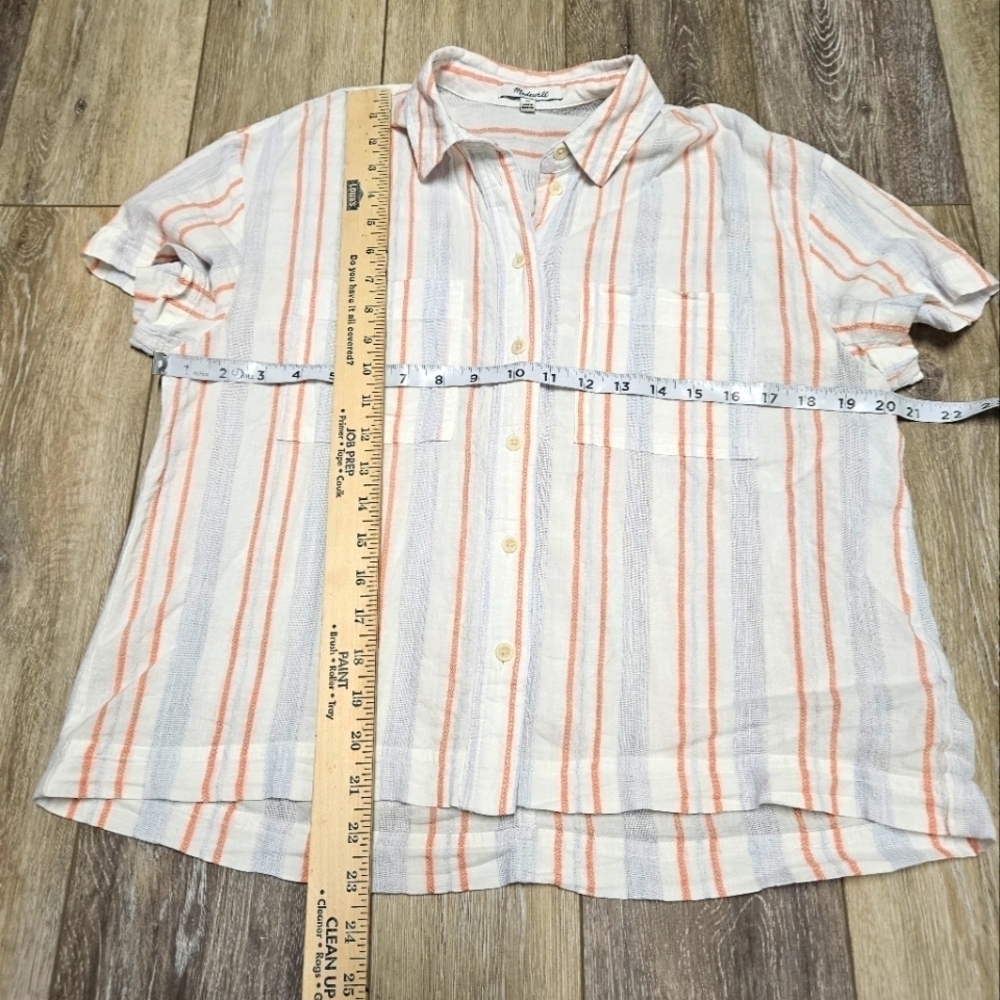 Madewell Beachside Shirt Seersucker Delmar Stripe Pocket Button Up Women's XS - Picture 4 of 11